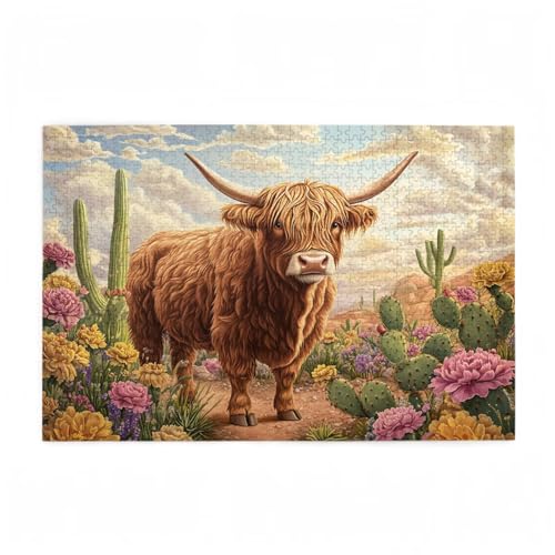 Puzzle 2000 Teile Hochlandrinder Puzzle Tier DIY Kreative Holz Jigsaws für Erwachsene mit Geschenkbox Verpackung, Impossible Herausfordernde Familie Aktivität Spiele, Deko Wohnzimmer 99x70cm D-340 von Wehsaeho