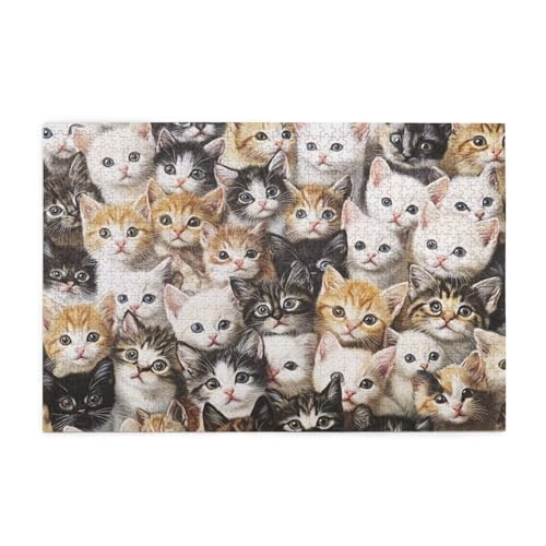 Puzzle 2000 Teile Katze Puzzle Tier DIY Kreative Holz Jigsaws für Erwachsene mit Geschenkbox Verpackung, Impossible Herausfordernde Familie Aktivität Spiele, Deko Wohnzimmer Geschenke 99x70cm E-721 von Wehsaeho
