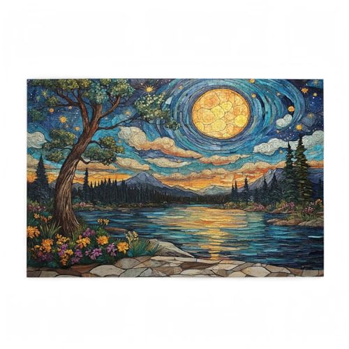 Puzzle 2000 Teile Mond Puzzle Abstrakt DIY Kreative Holz Jigsaws für Erwachsene mit Geschenkbox Verpackung, Impossible Herausfordernde Familie Aktivität Spiele, Geschenke für Frauen 99x70cm D-498 von Wehsaeho