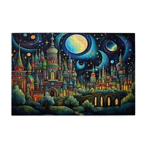 Puzzle 2000 Teile Mond Puzzle Sternenhimmel DIY Kreative Holz Jigsaws für Erwachsene mit Geschenkbox Verpackung, Impossible Herausfordernde Familie Aktivität Spiele, Wanddeko Geschenke 99x70cm E-582 von Wehsaeho