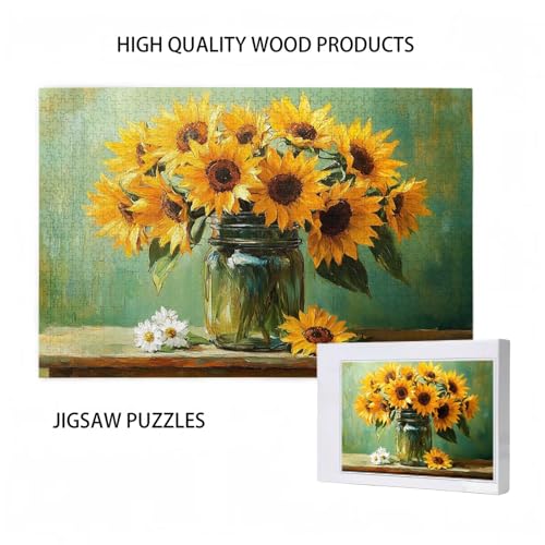 Puzzle 2000 Teile Sonnenblume Puzzle Retro DIY Kreative Holz Jigsaws für Erwachsene mit Geschenkbox Verpackung, Impossible Herausfordernde Familie Aktivität Spiele, Deko Wohnzimmer 99x70cm D-441 von Wehsaeho