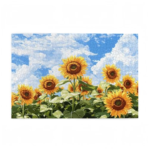 Puzzle 2000 Teile Sonnenblume Puzzle Wolke DIY Kreative Holz Jigsaws für Erwachsene mit Geschenkbox Verpackung, Impossible Herausfordernde Familie Aktivität Spiele, Deko Wohnzimmer 99x70cm D-336 von Wehsaeho
