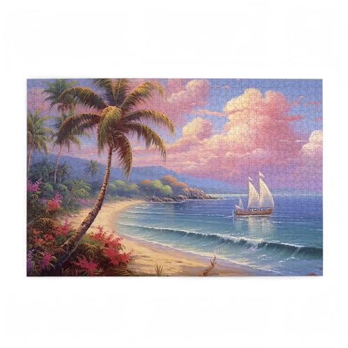 Puzzle 2000 Teile Strand Puzzle Meer DIY Kreative Holz Jigsaws für Erwachsene mit Geschenkbox, Impossible Herausfordernde Familie Aktivität Spiele, Deko Wohnzimmer, Geschenke für Frauen 99x70cm D-110 von Wehsaeho