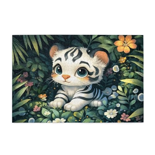 Puzzle 2000 Teile Tiger Puzzle Blume DIY Kreative Holz Jigsaws für Erwachsene mit Geschenkbox Verpackung, Impossible Herausfordernde Familie Aktivität Spiele, Deko Wohnzimmer Geschenke 99x70cm E-1231 von Wehsaeho