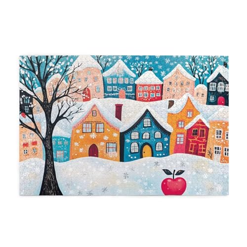 Puzzle 2000 Teile Weihnachten Puzzle Winter DIY Kreative Holz Jigsaws für Erwachsene mit Geschenkbox Verpackung, Impossible Herausfordernde Familie Aktivität Spiele, Wanddeko Geschenke 99x70cm E-446 von Wehsaeho