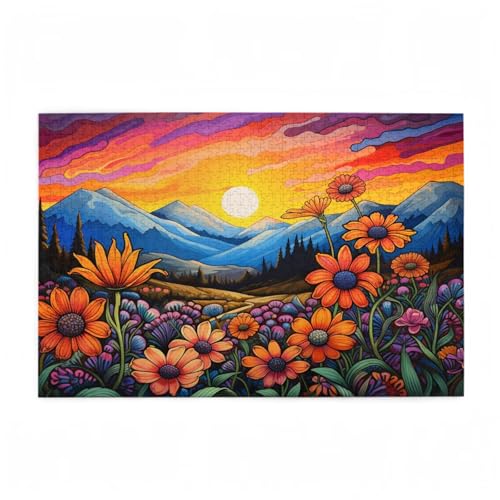 Puzzle 300 Teile Berg Puzzle Blume DIY Kreative Holz Jigsaws für Erwachsene mit Geschenkbox Verpackung, Impossible Herausfordernde Familie Aktivität Spiele, Wohnzimmer Deko Geschenke 38x26cm D-764 von Wehsaeho