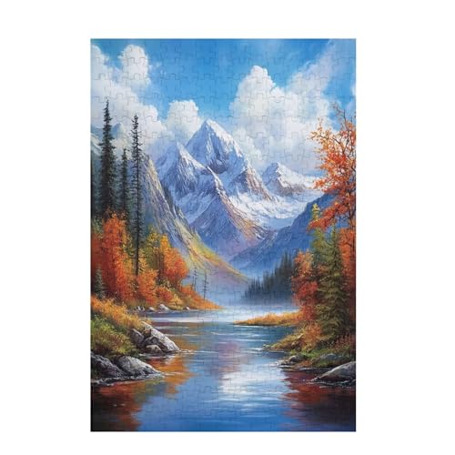 Puzzle 300 Teile Berg Puzzle Herbst DIY Kreative Holz Jigsaws für Erwachsene mit Geschenkbox Verpackung, Impossible Herausfordernde Familie Aktivität Spiele, Geschenke für Frauen 38x26cm D-860 von Wehsaeho