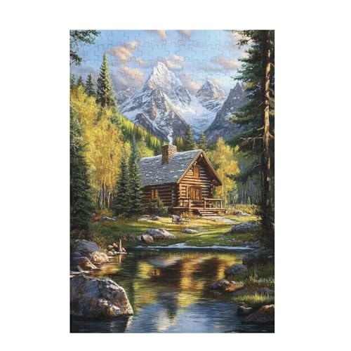 Puzzle 300 Teile Berg Puzzle Wald DIY Kreative Holz Jigsaws für Erwachsene mit Geschenkbox Verpackung, Impossible Herausfordernde Familie Aktivität Spiele, Wohnzimmer Deko Geschenke 38x26cm D-1043 von Wehsaeho