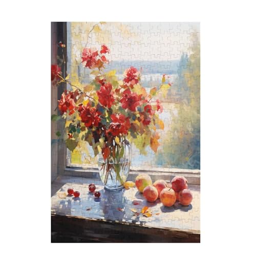 Puzzle 300 Teile Blume Puzzle Fensterbank DIY Kreative Holz Jigsaws für Erwachsene mit Geschenkbox Verpackung, Impossible Herausfordernde Familie Aktivität Spiele, Deko Wohnzimmer 38x26cm D-1732 von Wehsaeho
