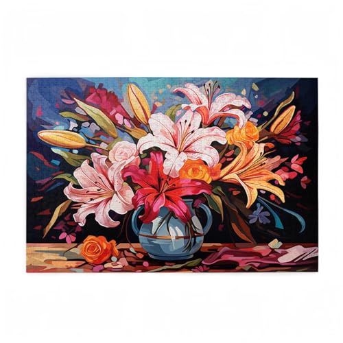 Puzzle 300 Teile Blume Puzzle Retro DIY Kreative Holz Jigsaws für Erwachsene mit Geschenkbox Verpackung, Impossible Herausfordernde Familie Aktivität Spiele, Geschenke für Frauen 38x26cm D-659 von Wehsaeho