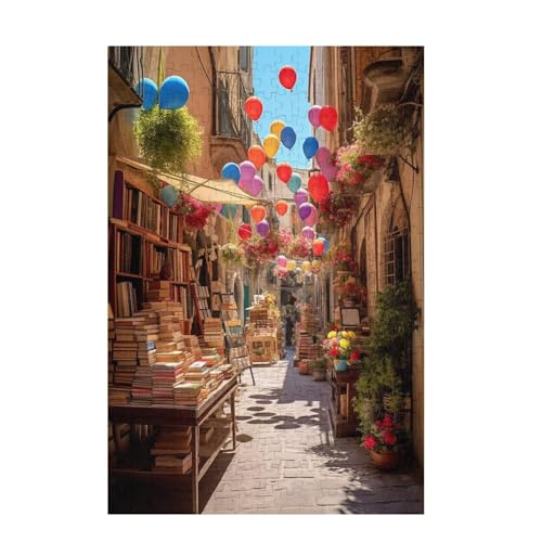 Puzzle 300 Teile Bücherregal Puzzle Blume DIY Kreative Holz Jigsaws für Erwachsene mit Geschenkbox Verpackung, Impossible Herausfordernde Familie Aktivität Spiele, Deko Wohnzimmer 38x26cm D-1561 von Wehsaeho