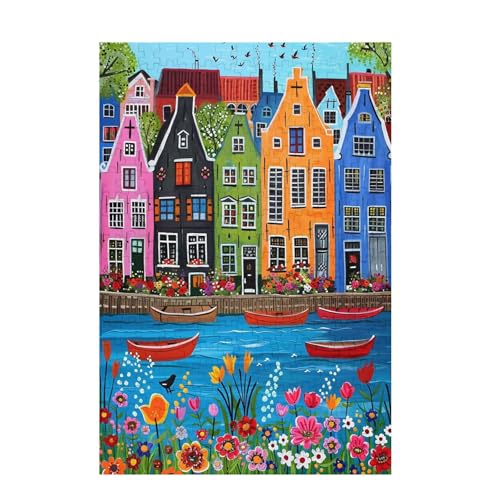 Puzzle 300 Teile Farbe Puzzle Boot DIY Kreative Holz Jigsaws für Erwachsene mit Geschenkbox Verpackung, Impossible Herausfordernde Familie Aktivität Spiele, Geschenke für Frauen 38x26cm D-1441 von Wehsaeho