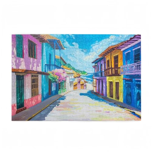 Puzzle 300 Teile Farbe Puzzle Retro DIY Kreative Holz Jigsaws für Erwachsene mit Geschenkbox Verpackung, Impossible Herausfordernde Familie Aktivität Spiele, Geschenke für Frauen 38x26cm D-139 von Wehsaeho