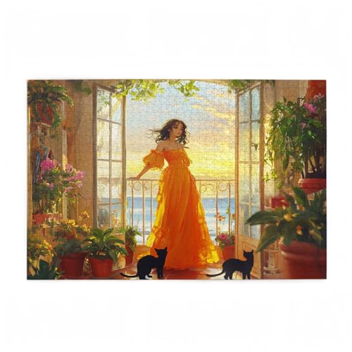 Puzzle 300 Teile Frau Puzzle Katze DIY Kreative Holz Jigsaws für Erwachsene mit Geschenkbox Verpackung, Impossible Herausfordernde Familie Aktivität Spiele, Wohnzimmer Deko Geschenke 38x26cm D-369 Puzzle 300 Teile Frau Puzzle Katze DIY Kreative Holz Jigsaws für Erwachsene mit Geschenkbox Verpackung, Impossible Herausfordernde Familie Aktivität Spiele, Wohnzimmer Deko Geschenke 38x26cm D-369 von Wehsaeho