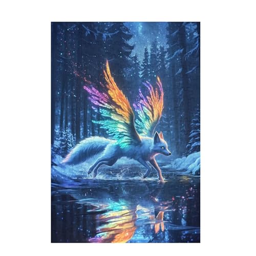 Puzzle 300 Teile Fuchs Puzzle Engel DIY Kreative Holz Jigsaws für Erwachsene mit Geschenkbox, Impossible Herausfordernde Familie Aktivität Spiele, Deko Wohnzimmer, Geschenke für Frauen 38x26cm D-1161 von Wehsaeho
