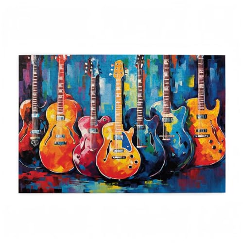 Puzzle 300 Teile Gitarre Puzzle Retro DIY Kreative Holz Jigsaws für Erwachsene mit Geschenkbox, Impossible Herausfordernde Familie Aktivität Spiele, Deko Wohnzimmer, Geschenke für Frauen 38x26cm D-660 von Wehsaeho