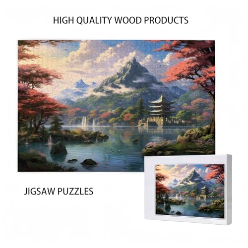 Puzzle 300 Teile Japan Puzzle Berg DIY Kreative Holz Jigsaws für Erwachsene mit Geschenkbox Verpackung, Impossible Herausfordernde Familie Aktivität Spiele, Wohnzimmer Deko Geschenke 38x26cm D-201 von Wehsaeho