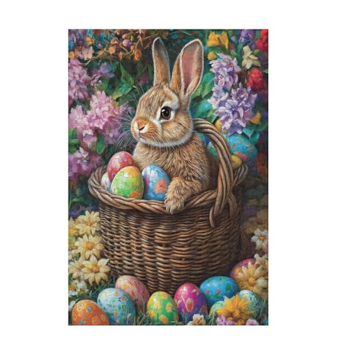 Puzzle 300 Teile Kaninchen Puzzle Ostern DIY Kreative Holz Jigsaws für Erwachsene mit Geschenkbox Verpackung, Impossible Herausfordernde Familie Aktivität Spiele, Deko Wohnzimmer 38x26cm D-979 von Wehsaeho