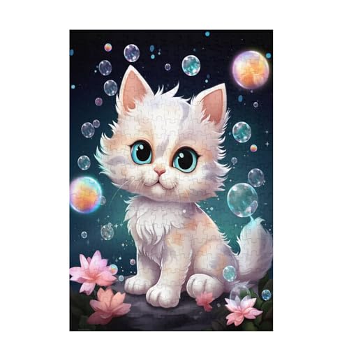Puzzle 300 Teile Katze Puzzle Lotus DIY Kreative Holz Jigsaws für Erwachsene mit Geschenkbox, Impossible Herausfordernde Familie Aktivität Spiele, Deko Wohnzimmer, Geschenke für Frauen 38x26cm D-1321 von Wehsaeho