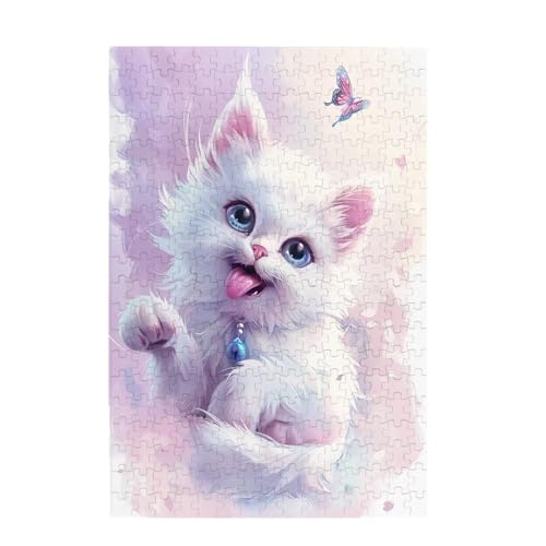 Puzzle 300 Teile Katze Puzzle Schmetterling DIY Kreative Holz Jigsaws für Erwachsene mit Geschenkbox Verpackung, Impossible Herausfordernde Familie Aktivität Spiele, Deko Wohnzimmer 38x26cm D-1318 von Wehsaeho