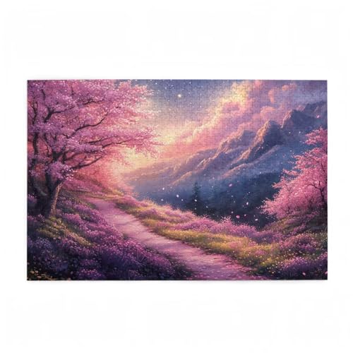 Puzzle 300 Teile Kirschblüten Puzzle Berg DIY Kreative Holz Jigsaws für Erwachsene mit Geschenkbox Verpackung, Impossible Herausfordernde Familie Aktivität Spiele, Deko Wohnzimmer 38x26cm D-450 von Wehsaeho