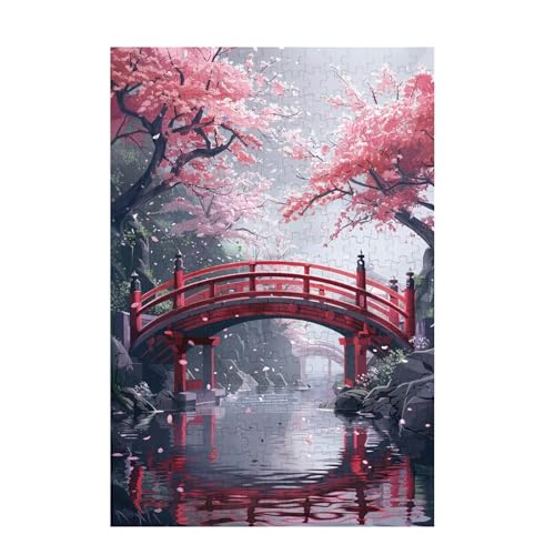 Puzzle 300 Teile Kirschblüten Puzzle Japan DIY Kreative Holz Jigsaws für Erwachsene mit Geschenkbox Verpackung, Impossible Herausfordernde Familie Aktivität Spiele, Deko Wohnzimmer 38x26cm D-1080 von Wehsaeho