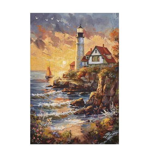 Puzzle 300 Teile Landschaft Puzzle Boot DIY Kreative Holz Jigsaws für Erwachsene mit Geschenkbox Verpackung, Impossible Herausfordernde Familie Aktivität Spiele, Deko Wohnzimmer 38x26cm D-1041 von Wehsaeho