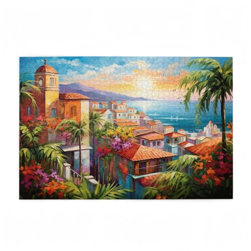 Puzzle 300 Teile Landschaft Puzzle Sonnenuntergang DIY Kreative Holz Jigsaws für Erwachsene mit Geschenkbox Verpackung, Impossible Herausfordernde Familie Aktivität Spiele, Zimmer Deko 38x26cm D-662 von Wehsaeho