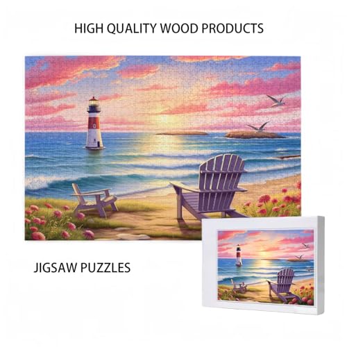 Puzzle 300 Teile Landschaft Puzzle Strand DIY Kreative Holz Jigsaws für Erwachsene mit Geschenkbox Verpackung, Impossible Herausfordernde Familie Aktivität Spiele, Deko Wohnzimmer 38x26cm D-521 von Wehsaeho