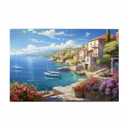Puzzle 300 Teile Meer Puzzle Landschaft DIY Kreative Holz Jigsaws für Erwachsene mit Geschenkbox Verpackung, Impossible Herausfordernde Familie Aktivität Spiele, Deko Wohnzimmer 38x26cm D-540 von Wehsaeho