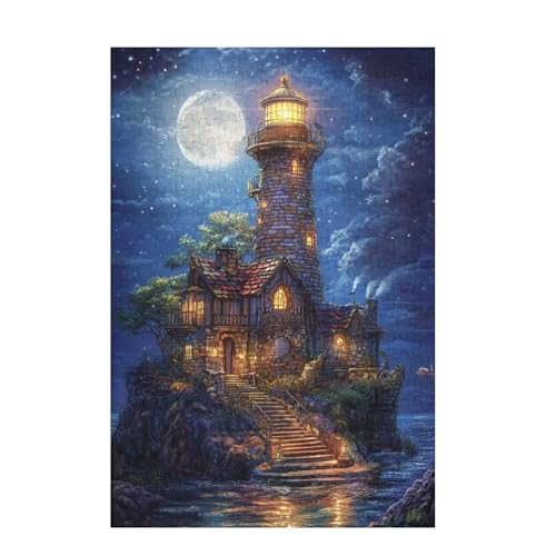 Puzzle 300 Teile Mond Puzzle Landschaft DIY Kreative Holz Jigsaws für Erwachsene mit Geschenkbox Verpackung, Impossible Herausfordernde Familie Aktivität Spiele, Deko Wohnzimmer 38x26cm D-1008 von Wehsaeho