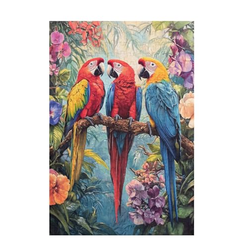 Puzzle 300 Teile Papagei Puzzle Blume DIY Kreative Holz Jigsaws für Erwachsene mit Geschenkbox Verpackung, Impossible Herausfordernde Familie Aktivität Spiele, Geschenke für Frauen 38x26cm D-1305 von Wehsaeho