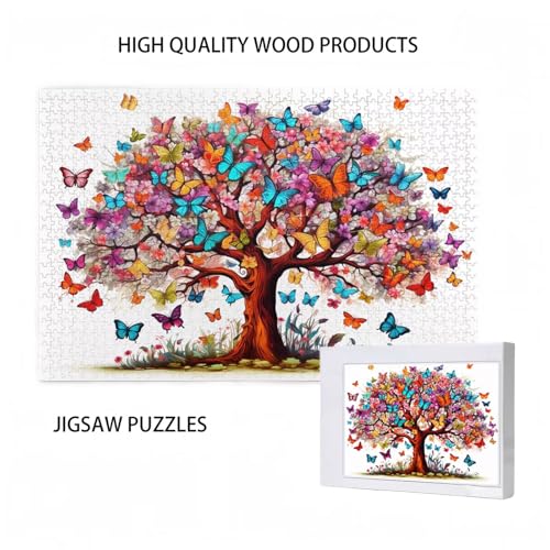 Puzzle 300 Teile Schmetterling Puzzle Baum des Lebens DIY Kreative Holz Jigsaws für Erwachsene mit Geschenkbox Verpackung, Impossible Herausfordernde Familie Aktivität Spiele, Deko 38x26cm D-641 von Wehsaeho