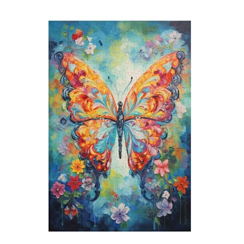 Puzzle 300 Teile Schmetterling Puzzle Blume DIY Kreative Holz Jigsaws für Erwachsene mit Geschenkbox Verpackung, Impossible Herausfordernde Familie Aktivität Spiele, Deko Wohnzimmer 38x26cm D-1425 von Wehsaeho