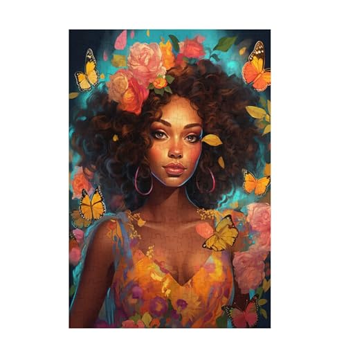 Puzzle 300 Teile Schmetterling Puzzle Frau DIY Kreative Holz Jigsaws für Erwachsene mit Geschenkbox Verpackung, Impossible Herausfordernde Familie Aktivität Spiele, Deko Wohnzimmer 38x26cm D-1681 von Wehsaeho