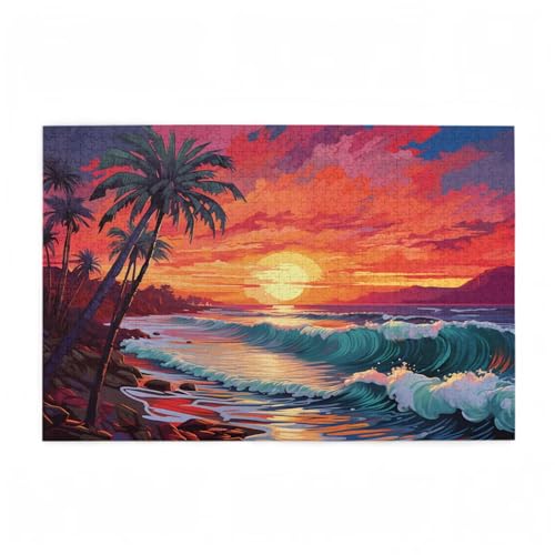 Puzzle 300 Teile Sonnenuntergang Puzzle Baum DIY Kreative Holz Jigsaws für Erwachsene mit Geschenkbox Verpackung, Impossible Herausfordernde Familie Aktivität Spiele, Deko Wohnzimmer 38x26cm D-739 von Wehsaeho