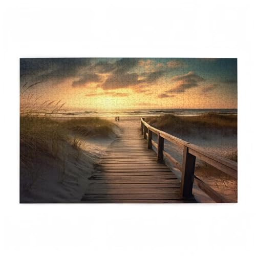 Puzzle 300 Teile Sonnenuntergang Puzzle Brücke DIY Kreative Holz Jigsaws für Erwachsene mit Geschenkbox Verpackung, Impossible Herausfordernde Familie Aktivität Spiele, Deko Wohnzimmer 38x26cm D-220 von Wehsaeho