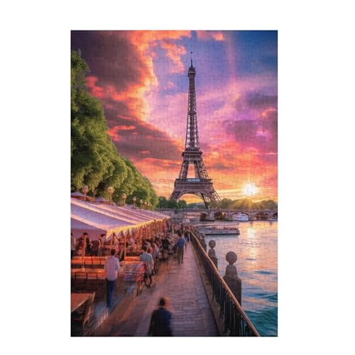 Puzzle 300 Teile Sonnenuntergang Puzzle Frankreich DIY Kreative Holz Jigsaws für Erwachsene mit Geschenkbox Verpackung, Impossible Herausfordernde Familie Aktivität Spiele, Zimmer Deko 38x26cm D-1372 von Wehsaeho