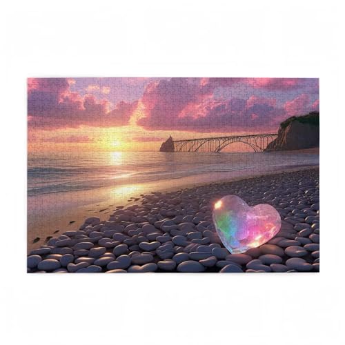 Puzzle 300 Teile Sonnenuntergang Puzzle Wie DIY Kreative Holz Jigsaws für Erwachsene mit Geschenkbox Verpackung, Impossible Herausfordernde Familie Aktivität Spiele, Deko Wohnzimmer 38x26cm D-13 von Wehsaeho