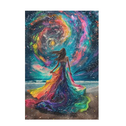 Puzzle 300 Teile Sternenhimmel Puzzle Frau DIY Kreative Holz Jigsaws für Erwachsene mit Geschenkbox Verpackung, Impossible Herausfordernde Familie Aktivität Spiele, Deko Wohnzimmer 38x26cm D-1640 von Wehsaeho