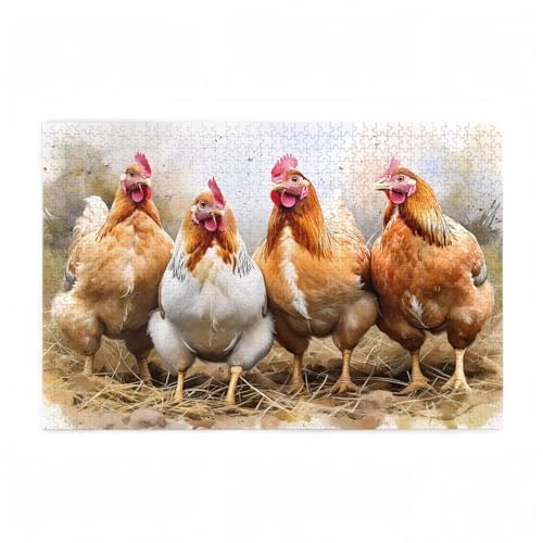 Puzzle 300 Teile Tier Puzzle Huhn DIY Kreative Holz Jigsaws für Erwachsene mit Geschenkbox Verpackung, Impossible Herausfordernde Familie Aktivität Spiele, Wohnzimmer Deko Geschenke 38x26cm D-22 von Wehsaeho