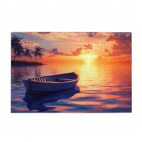 Puzzle 3000 Teile Boot Puzzle Sonnenuntergang DIY Kreative Holz Jigsaws für Erwachsene mit Geschenkbox Verpackung, Impossible Herausfordernde Familie Aktivität Spiele, Deko Wohnzimmer 81x122cm D-453 von Wehsaeho