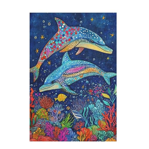 Puzzle 3000 Teile Delphin Puzzle Farbe DIY Kreative Holz Jigsaws für Erwachsene mit Geschenkbox Verpackung, Impossible Herausfordernde Familie Aktivität Spiele, Deko Wohnzimmer 81x122cm D-1213 von Wehsaeho