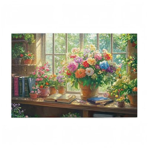 Puzzle 3000 Teile Fensterbank Puzzle Blume DIY Kreative Holz Jigsaws für Erwachsene mit Geschenkbox Verpackung, Impossible Herausfordernde Familie Aktivität Spiele, Deko Wohnzimmer 81x122cm D-90 Puzzle 3000 Teile Fensterbank Puzzle Blume DIY Kreative Holz Jigsaws für Erwachsene mit Geschenkbox Verpackung, Impossible Herausfordernde Familie Aktivität Spiele, Deko Wohnzimmer 81x122cm D-90 von Wehsaeho