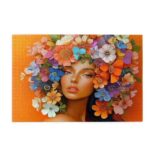 Puzzle 3000 Teile Frau Puzzle Blume DIY Kreative Holz Jigsaws für Erwachsene mit Geschenkbox Verpackung, Impossible Herausfordernde Familie Aktivität Spiele, Deko Wohnzimmer Geschenke 81x122cm E-1748 von Wehsaeho