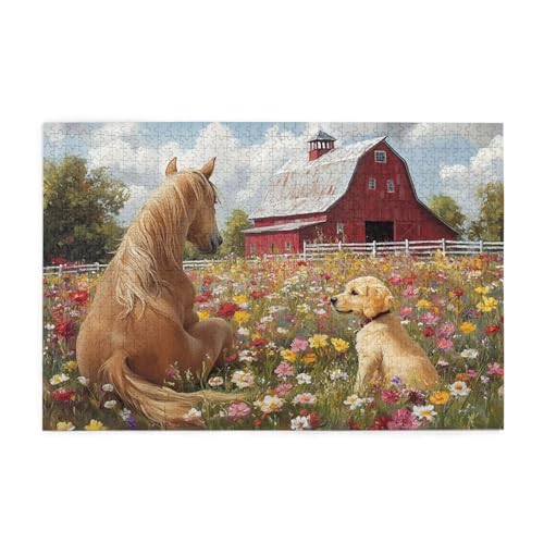 Puzzle 3000 Teile Hund Puzzle Tier DIY Kreative Holz Jigsaws für Erwachsene mit Geschenkbox Verpackung, Impossible Herausfordernde Familie Aktivität Spiele, Deko Wohnzimmer Geschenke 81x122cm E-166 von Wehsaeho
