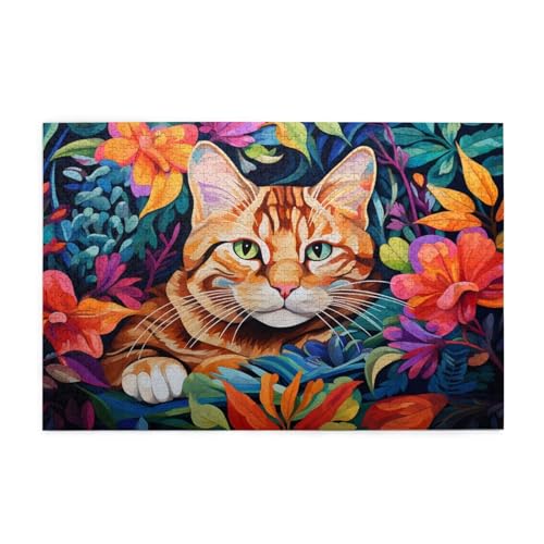 Puzzle 3000 Teile Katze Puzzle Blume DIY Kreative Holz Jigsaws für Erwachsene mit Geschenkbox Verpackung, Impossible Herausfordernde Familie Aktivität Spiele, Deko Wohnzimmer Geschenke 81x122cm E-777 von Wehsaeho