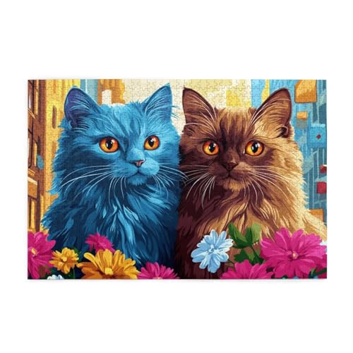 Puzzle 3000 Teile Katze Puzzle Blume DIY Kreative Holz Jigsaws für Erwachsene mit Geschenkbox Verpackung, Impossible Herausfordernde Familie Aktivität Spiele, Deko Wohnzimmer Geschenke 81x122cm E-1095 von Wehsaeho