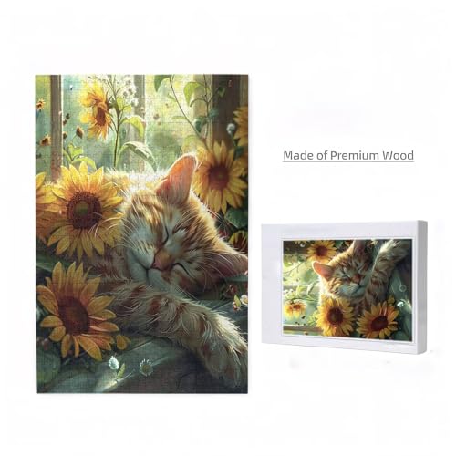 Puzzle 3000 Teile Katze Puzzle Sonnenblume DIY Kreative Holz Jigsaws für Erwachsene mit Geschenkbox Verpackung, Impossible Herausfordernde Familie Aktivität Spiele, Deko Wohnzimmer 81x122cm D-981 von Wehsaeho