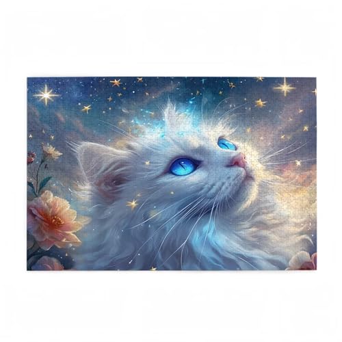 Puzzle 3000 Teile Katze Puzzle Sternenhimmel DIY Kreative Holz Jigsaws für Erwachsene mit Geschenkbox Verpackung, Impossible Herausfordernde Familie Aktivität Spiele, Deko Wohnzimmer 81x122cm D-302 von Wehsaeho